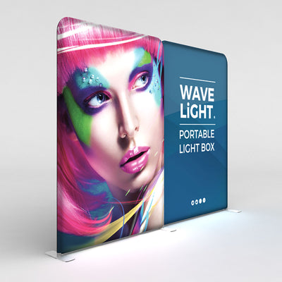 Illuminated portable light box display with vibrant graphic for trade shows and exhibitions