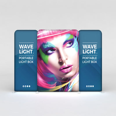 Portable light box display with vibrant graphic and branding for trade shows and exhibitions