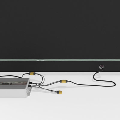 LED backlit display power supply and cables setup for trade show and exhibition booth