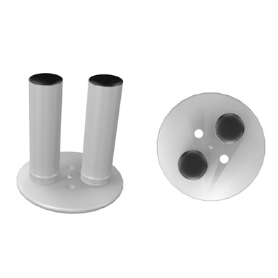 Double pole stand base for trade shows and exhibition displays with circular mounting plate