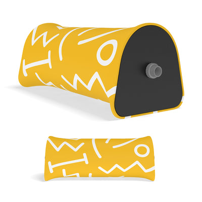 Inflatable trade show bench with graphic cover and valve for easy setup at exhibitions and special events