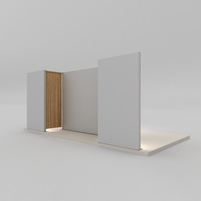 Modular exhibit display system with large panels and integrated lighting for trade shows and events