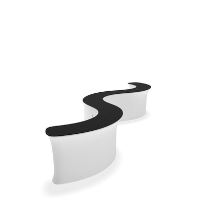 Curved modular counter designed for trade shows, exhibitions, and special event information desks