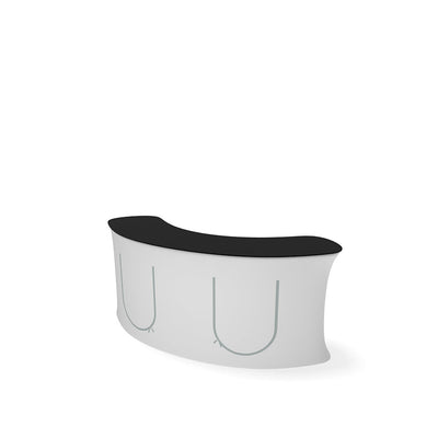 Curved concave information desk for trade shows and special event exhibition booths