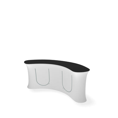 Curved trade show information counter with fabric covering for exhibitions and events