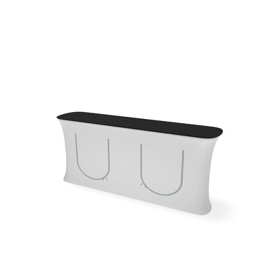 Stretch fabric counter with storage pockets ideal for trade shows, exhibitions, and events