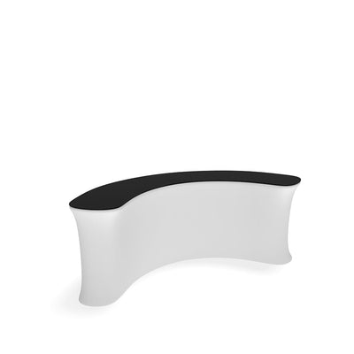 Curved concave info desk counter ideal for trade shows and exhibition event setups