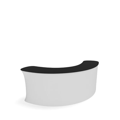 Curved information desk counter ideal for trade shows, exhibitions, and special event booths