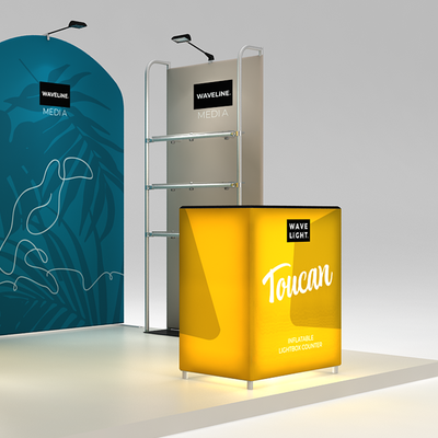 Inflatable lightbox counter and exhibit display system for trade shows and exhibitions