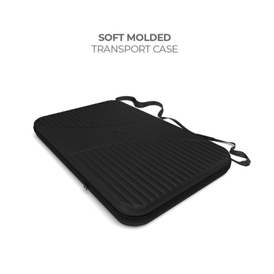 Soft molded transport case with shoulder strap for protecting trade show and exhibition equipment