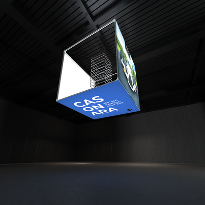 Suspended large square LED hanging light box display for trade shows and special events