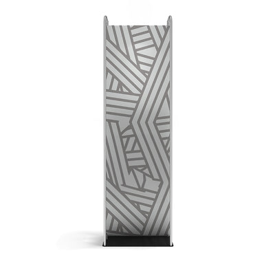 Tall waveline merchandiser display with geometric pattern for trade shows and exhibitions