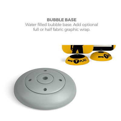 Water-filled bubble base for outdoor poster stand, ideal for trade shows and exhibitions