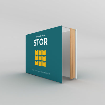 Trade show exhibit display booth with storage room and fabric curtain for events