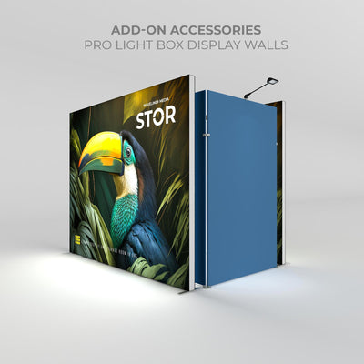 Pro light box display walls with exhibit storage room and spotlight for trade shows and exhibitions