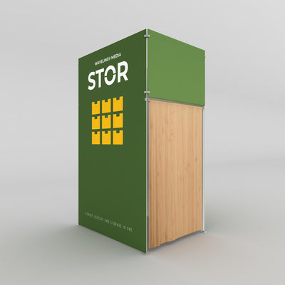 Exhibit display and storage unit with fabric panels for trade shows and special events