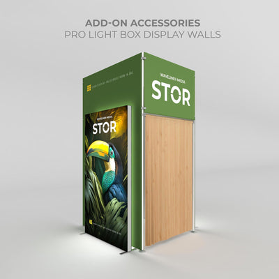Trade show light box display walls for exhibitions and special event branding with storage integration