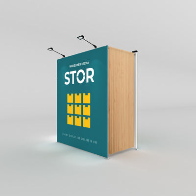 Compact exhibit display with integrated storage solution for trade shows and special events