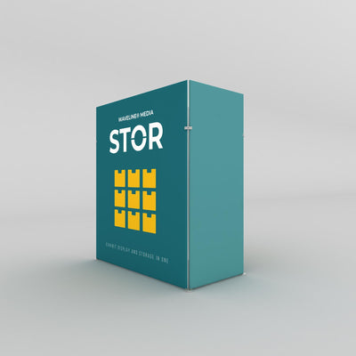 Compact modular exhibit display unit with integrated storage for trade shows and special events