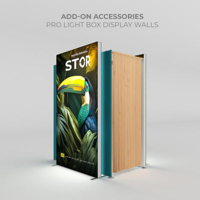 Pro light box display wall with graphic print, designed for trade shows and exhibitions