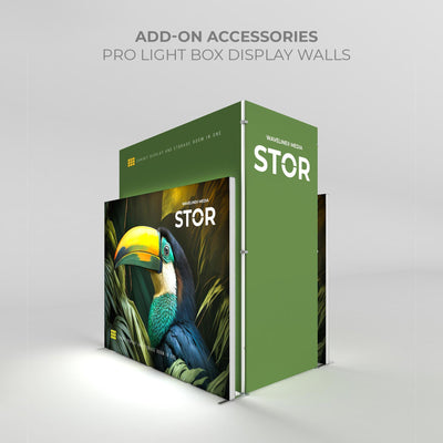 Trade show exhibit display walls with large graphic of toucan for exhibitions and special events